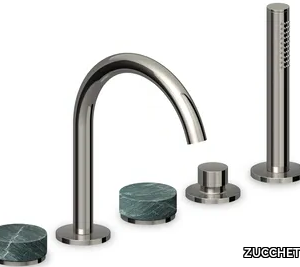 ISY22 ZIS6533.C50 - 5 hole deck mounted Recessed Green marble Aver bathtub tap with hand shower _ ZUCCHETTI