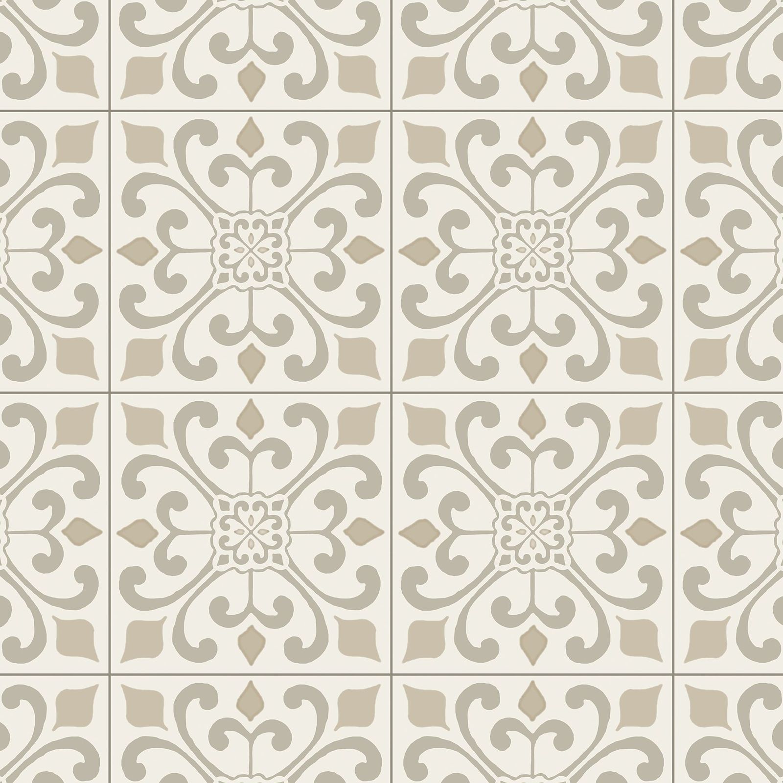CushionStep | B3381Amador Medallion Vinyl Sheet - Creme