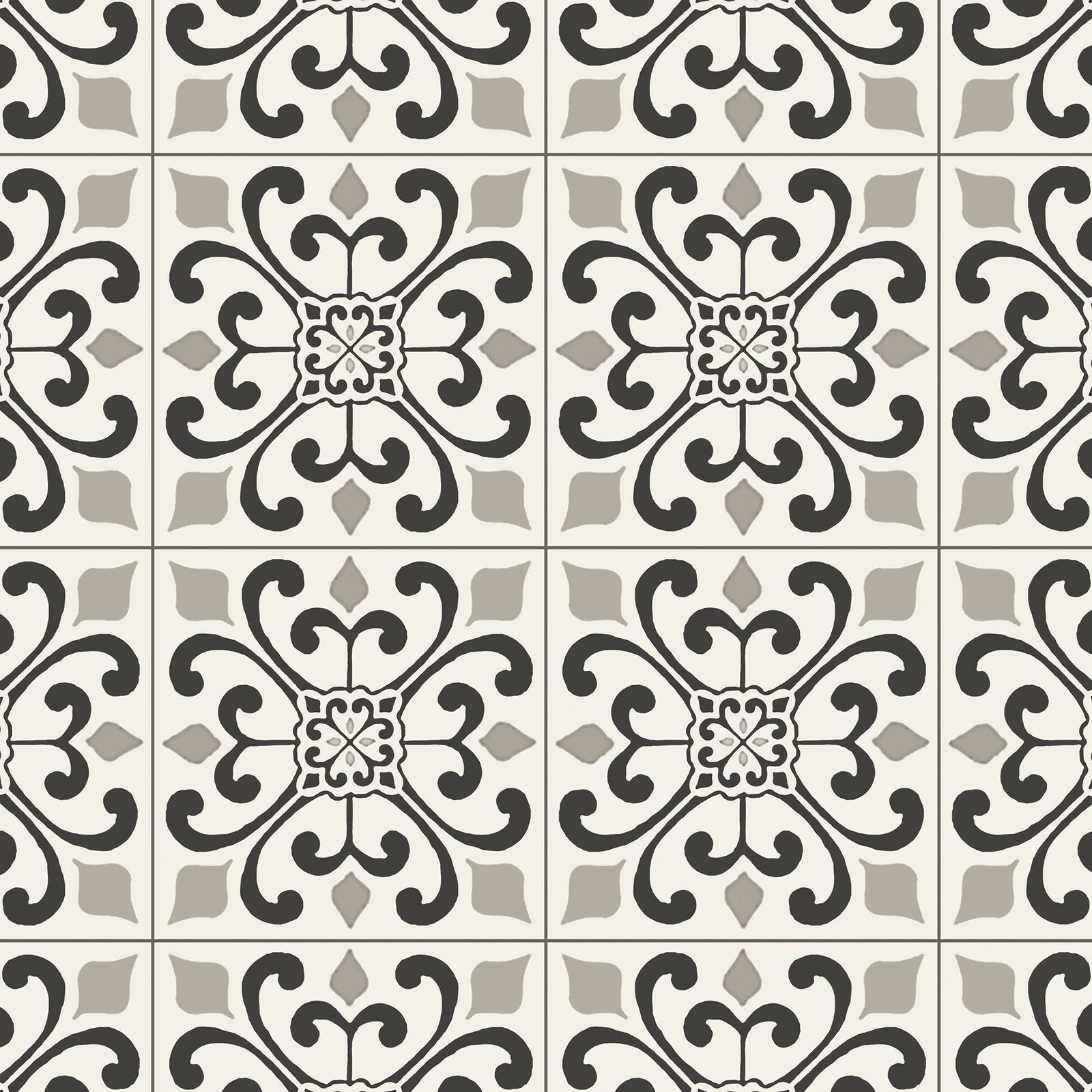 CushionStep | B3383Amador Medallion Vinyl Sheet - Heirloom Gray