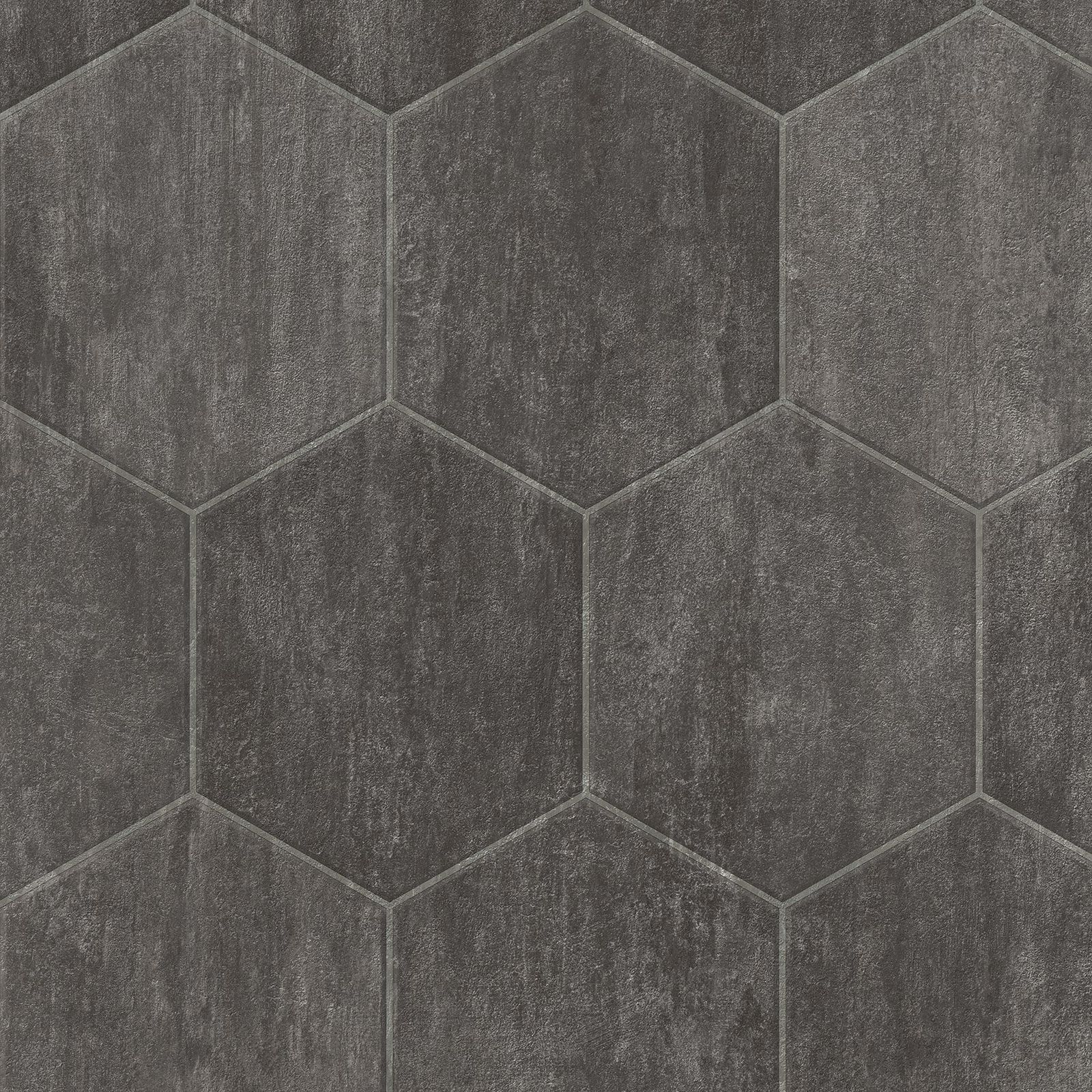 CushionStep | B3392Stone Hex Vinyl Sheet - Slate Gray