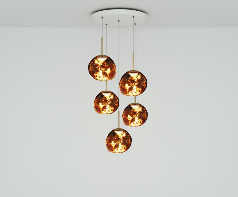 Melt Mini LED Gold Round Pendant System