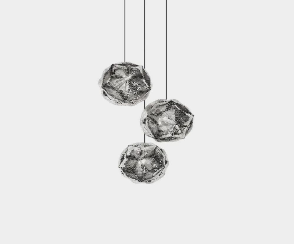 Puff Pendant System Round Trio Stainless Steel LED
