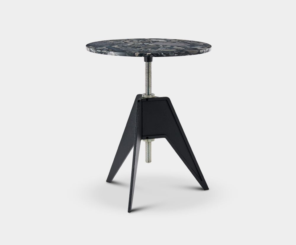 Screw Cafe Table Pebble Marble Top 600mm