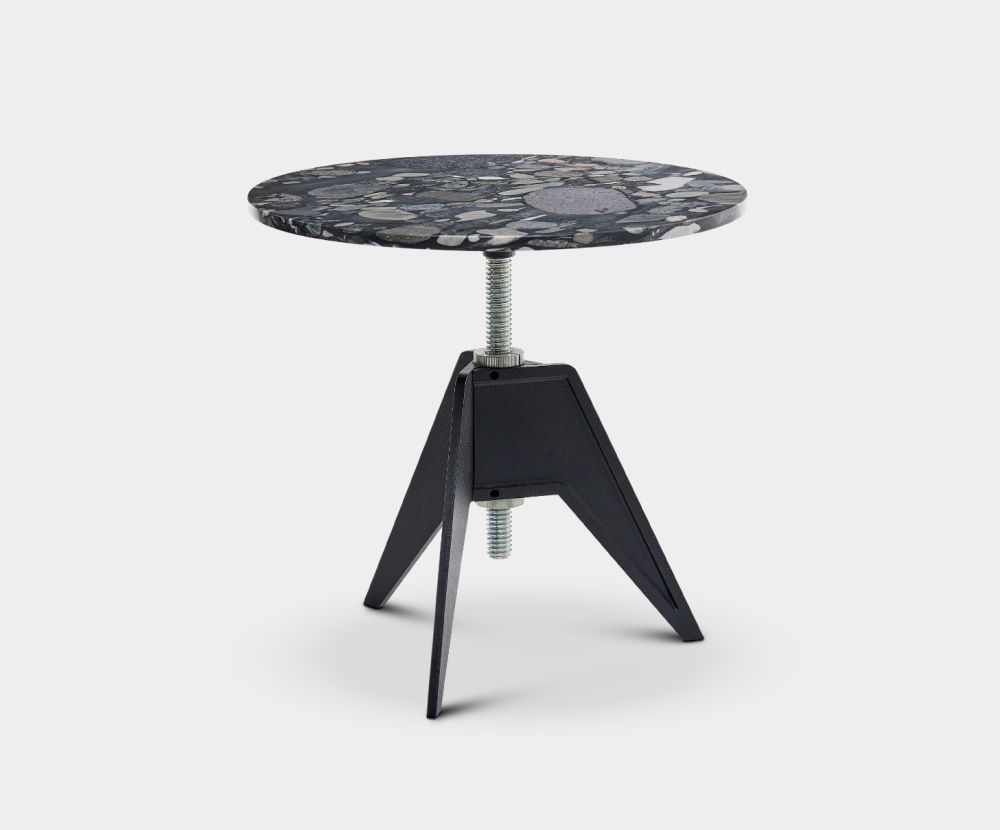 Screw Side Table Pebble Marble Top 600mm