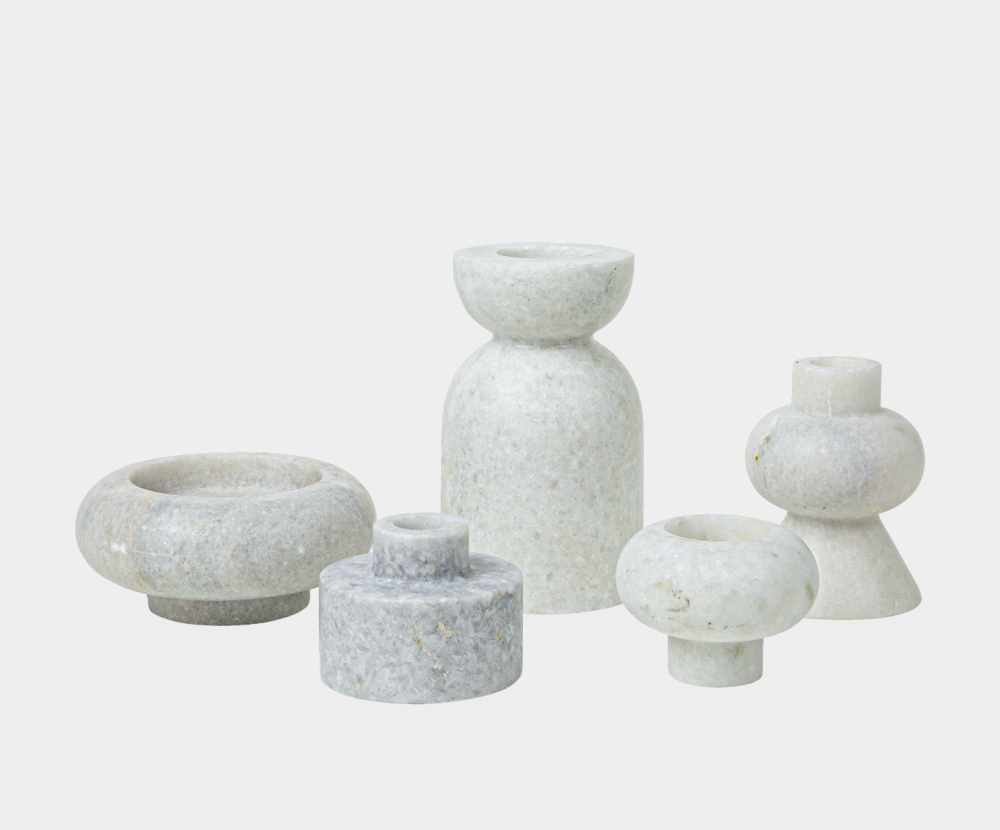 Stone Stacking Candleholder White