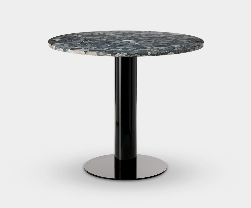 Tube Dining Table Black Base Pebble Marble
