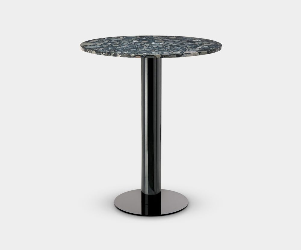 Tube High Table Black Base Pebble Marble