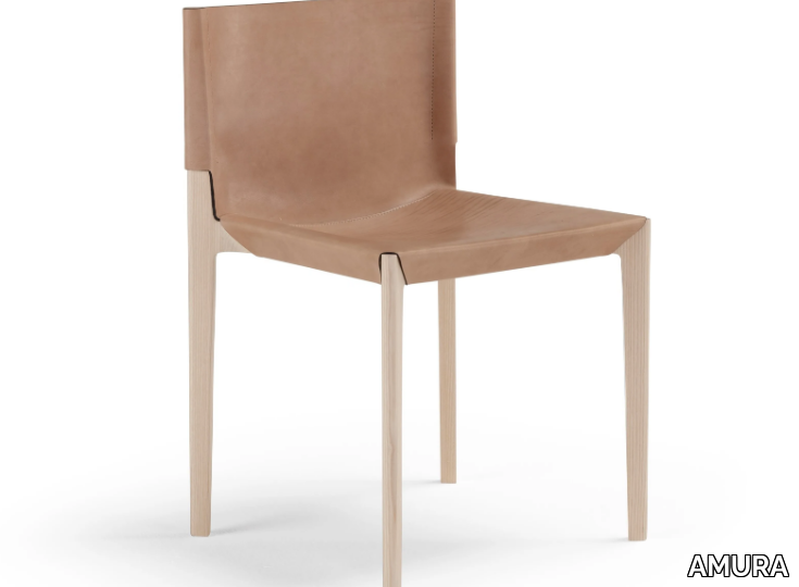 STILT - Tanned leather and wood chair _ AMURA