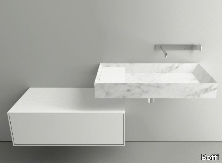 A45 STONE - Wall-mounted single Carrara marble washbasin _ Boffi