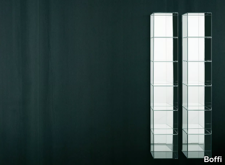 GLASS - Open bathroom wall cabinet with mirror _ Boffi