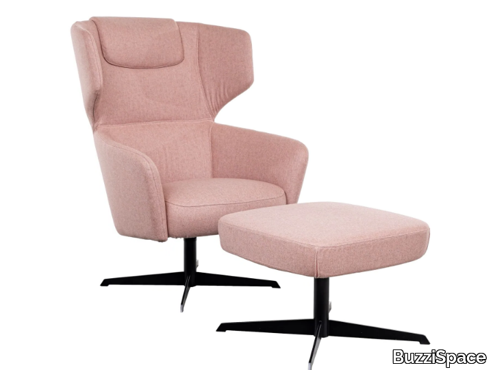 BuzziK - Swivel fabric armchair with armrests with 4-spoke base _ BuzziSpace