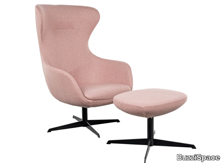 BuzziQ - Swivel fabric armchair with armrests with 4-spoke base _ BuzziSpace