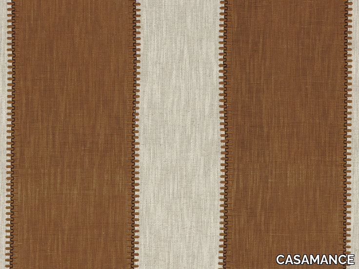 AGAVE - Striped embroidered linen and cotton fabric _ CASAMANCE