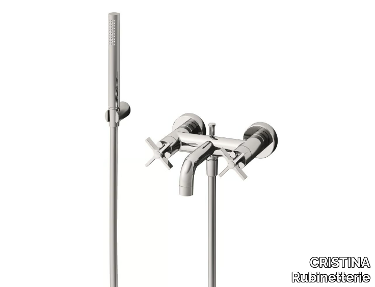CROSS ROAD CRICR180 - Wall-mounted bathtub mixer with hand shower _ CRISTINA Rubinetterie