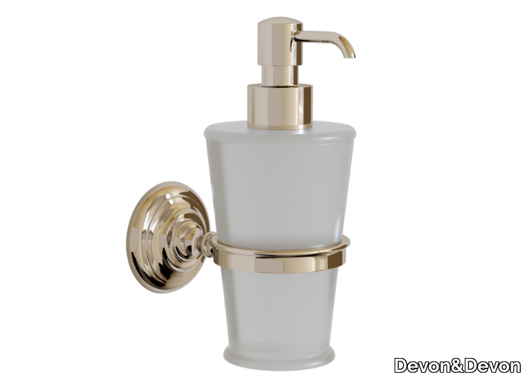 CHELSEA - Wall-mounted glass and brass Bathroom soap dispenser _ Devon&Devon