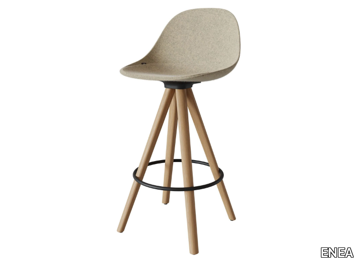 MATE SPIN WOOD - Swivel barstool with footrest _ ENEA