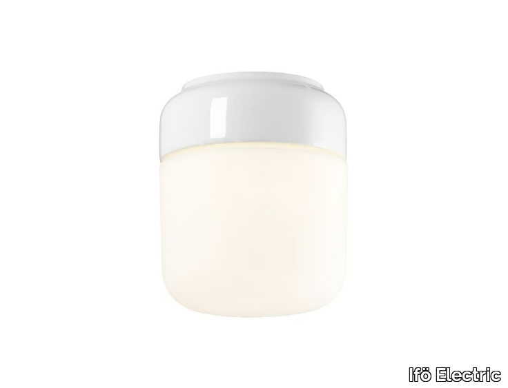 OHM 140 - Matt opal glass and porcelain wall lamp / ceiling lamp _ Ifö Electric