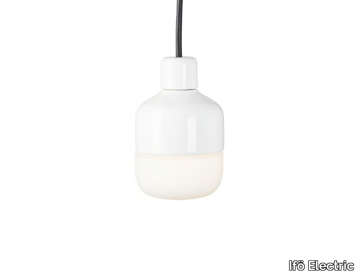 OHM 100 - Porcelain and opal glass outdoor pendant lamp _ Ifö Electric