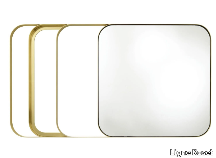 GOOD VIBES - Framed wall-mounted brass mirror _ Ligne Roset