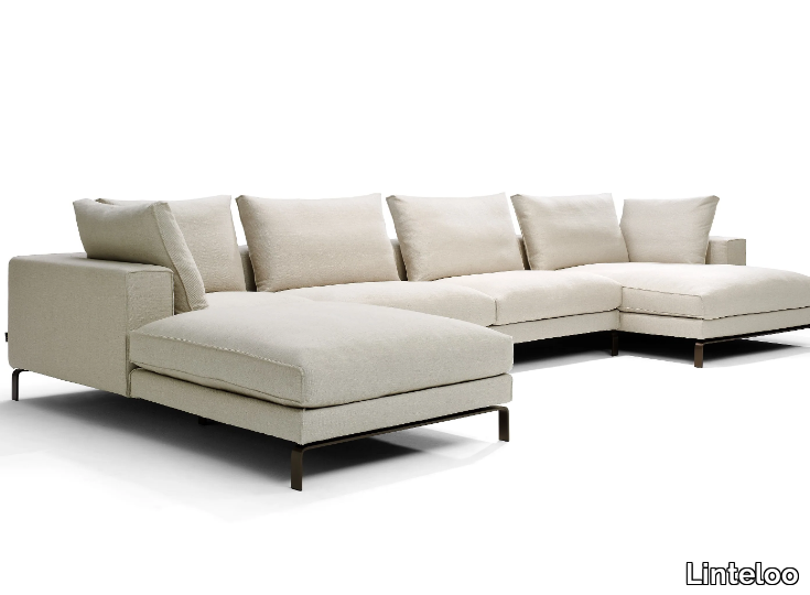 MALIBU - Fabric sofa with chaise longue _ Linteloo