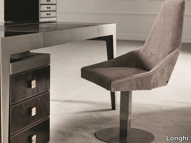 MIU - Swivel upholstered leather chair _ Longhi