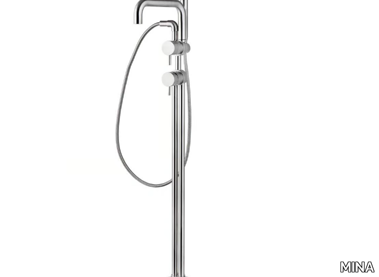 STIRIANA 6780400T - Floor standing stainless steel bathtub mixer with hand shower _ MINA