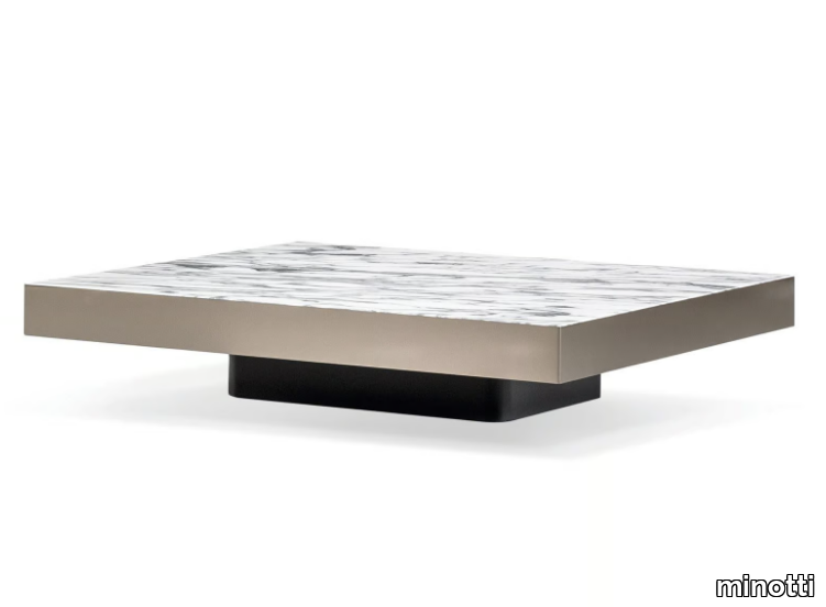 SOLID STEEL - Low marble coffee table _ Minotti