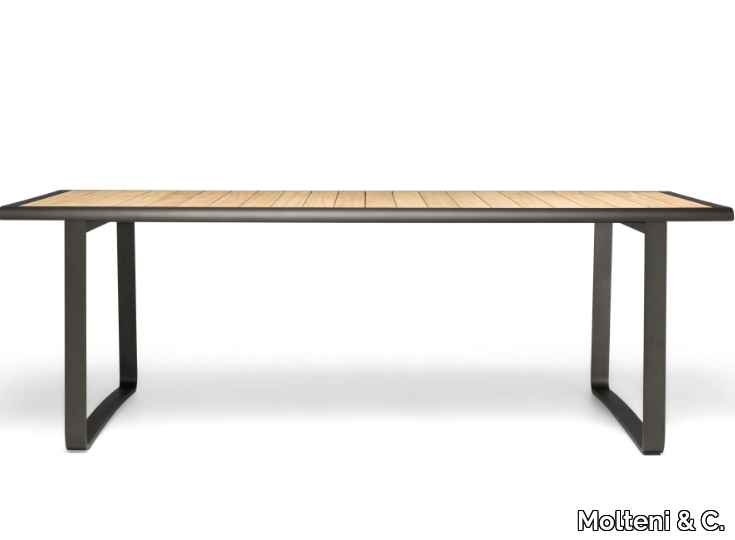 GOLDEN GATE - Aluminium garden table with teak or lava stone top _ Molteni & C.