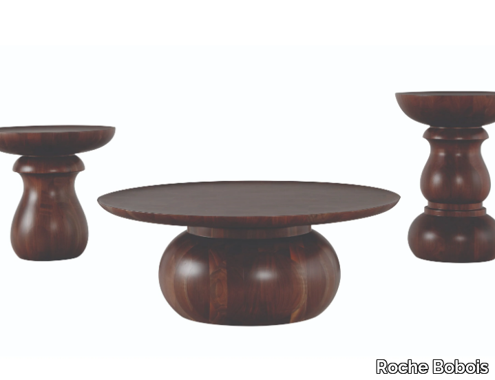 CHESS - Round acacia coffee table _ Roche Bobois