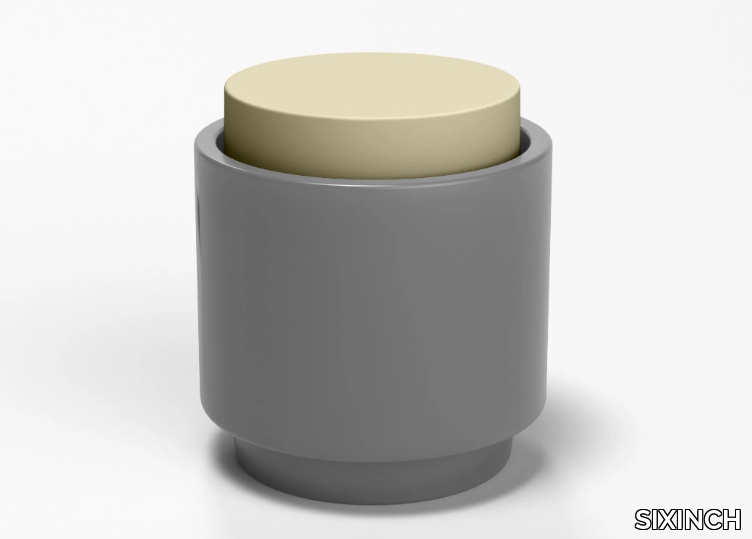 TINGLE - Storage round reinforced plastic pouf _ SIXINCH