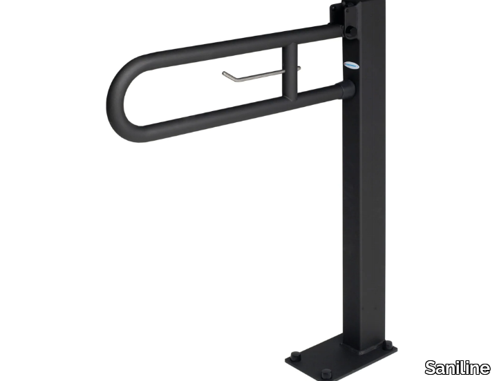 660-SF - U-shaped folding steel grab bar with paper holder _ Saniline