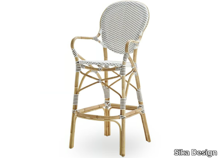 ISABELL - Rattan stool with armrests _ Sika Design