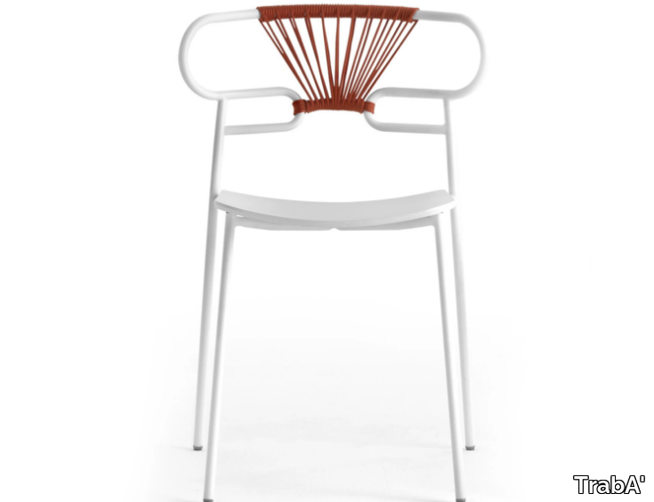 GENOA CROSS - Stackable metal and beech chair _ TrabA'