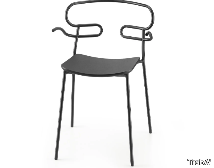 GENOA - Open back metal and polyurethane chair with armrests _ TrabA'