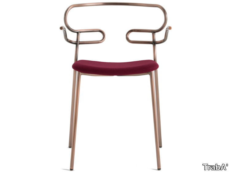 GENOA - Metal restaurant chair with armrests with integrated cushion _ TrabA'