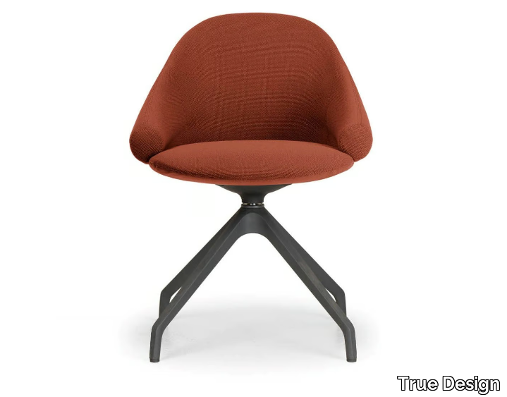 FENDER FD 4096 - Upholstered trestle-based fabric chair with armrests _ True Design