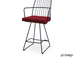 MIA BAR SLED - Sled base powder coated steel stool with armrests _ 5A Design