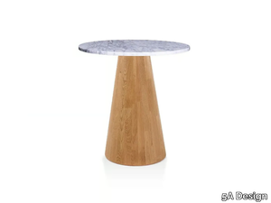 MUSHROOM OAK - Round Carrara marble high side table _ 5A Design