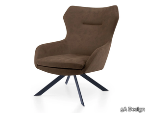 NEW LOUNGE - Upholstered trestle-based fabric armchair with armrests _ 5A Design