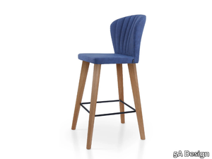 GLORIA BAR OAK - High leather stool with footrest _ 5A Design