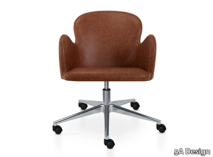 HERA 5 WAYS - Height-adjustable swivel leather office chair with 5-Spoke base _ 5A Design