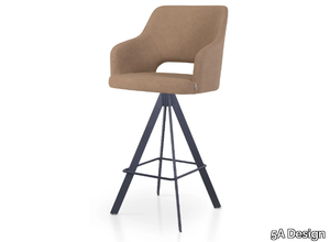 PARADISE BAR SPIDER - Trestle-based leather stool with armrests _ 5A Design