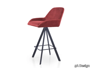 ROYAL BAR SPIDER - Trestle-based leather stool with footrest _ 5A Design