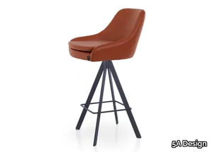 PREMIERE BAR SPIDER - Trestle-based leather stool with footrest _ 5A Design