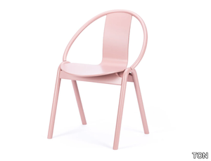 AGAIN - Stackable wooden chair with armrests _ TON