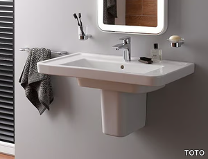 CF LW137Y - Rectangular wall-mounted ceramic washbasin _ TOTO