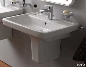 CF LW136Y - Wall-mounted rectangular ceramic washbasin _ TOTO