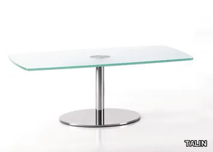 BASIC 854 C - Rectangular glass and steel coffee table for living room _ TALIN