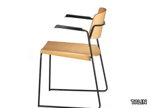 SIGMA 167 - Sled base multi-layer wood reception chair with armrests _ TALIN