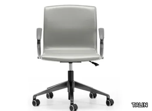 WEBTOP 393 - Tanned leather office chair with castors with armrests with 5-Spoke base _ TALIN